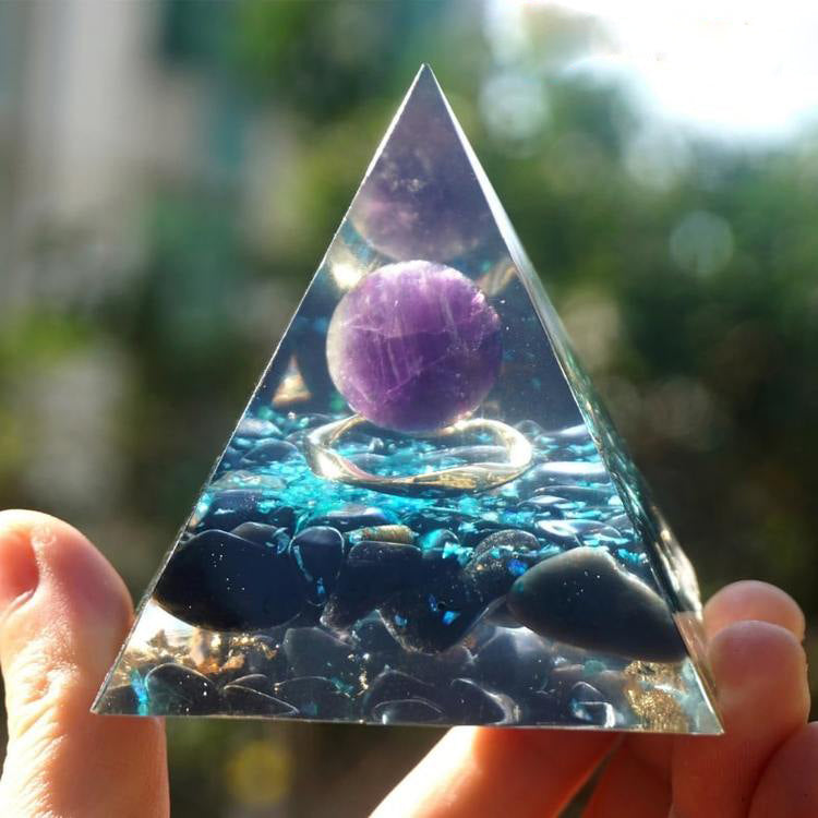 Protection and Luck Amethyst Obsidian Pyramid