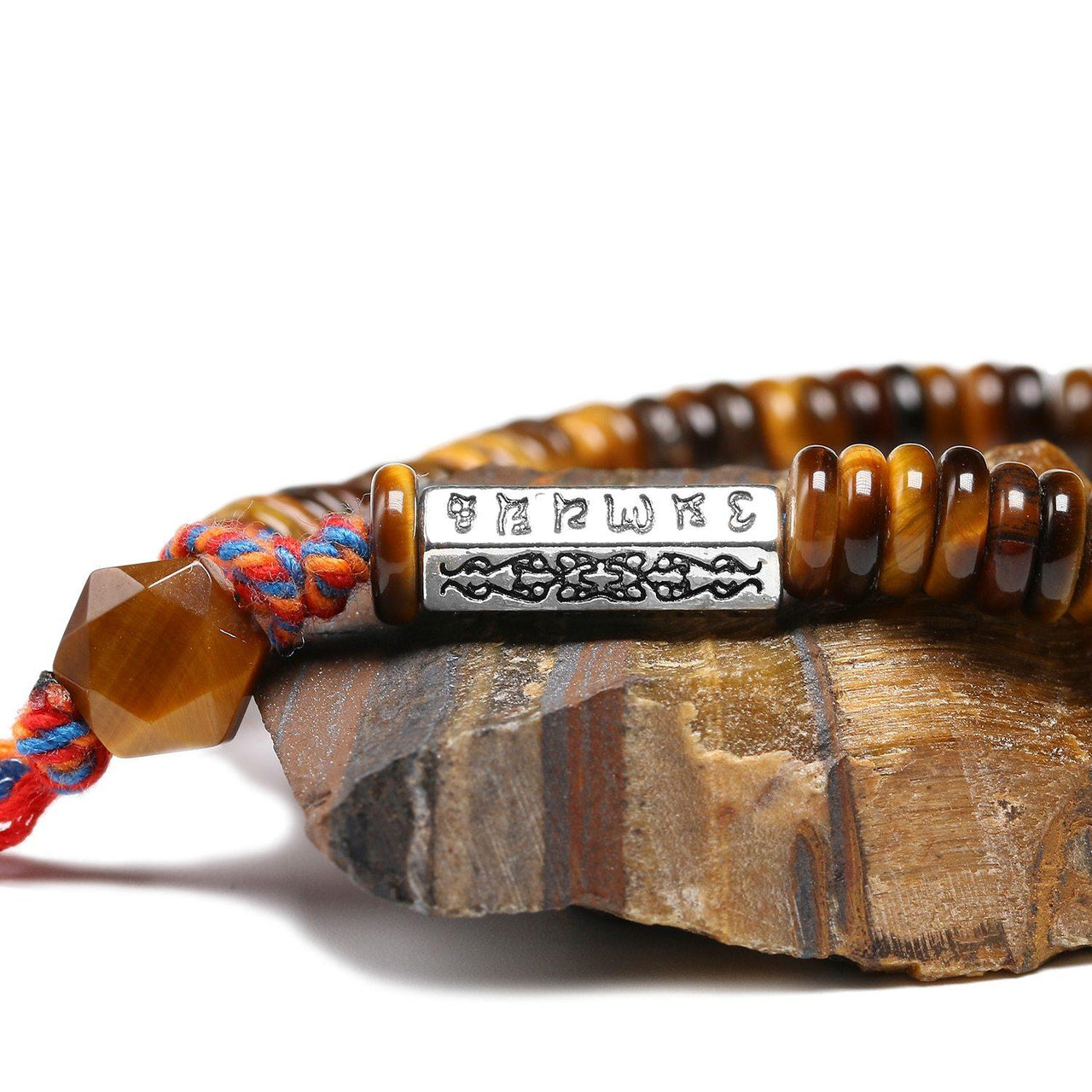 Tibetan Buddhist OM Mantra & Tiger Eye Abacus Bead AWARENESS Bracelet