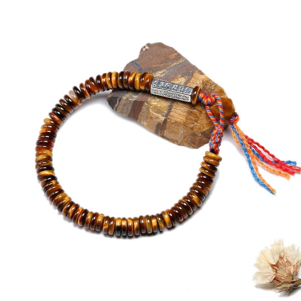 Tibetan Buddhist OM Mantra & Tiger Eye Abacus Bead AWARENESS Bracelet