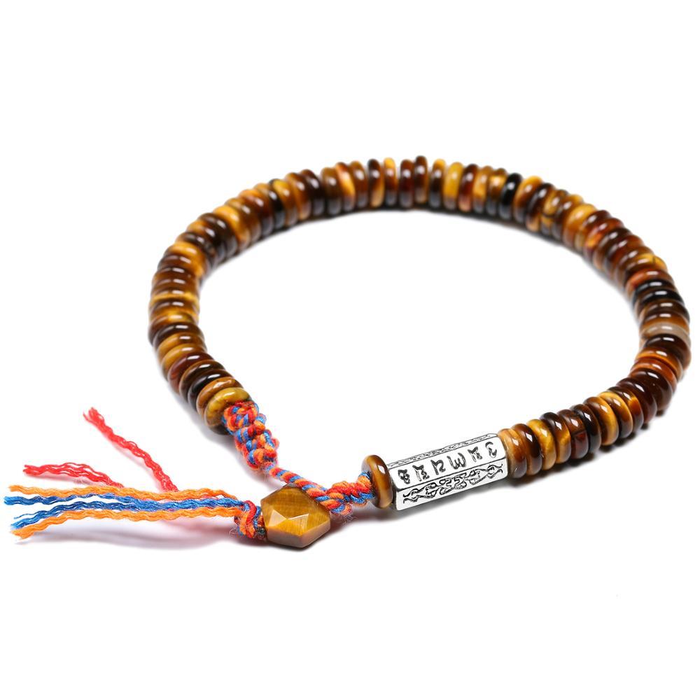 Tibetan Buddhist OM Mantra & Tiger Eye Abacus Bead AWARENESS Bracelet