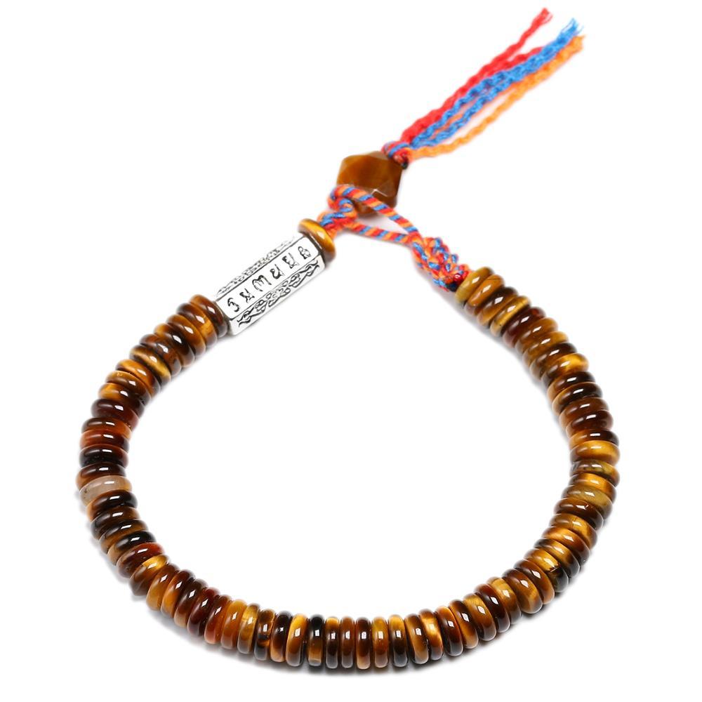 Tibetan Buddhist OM Mantra & Tiger Eye Abacus Bead AWARENESS Bracelet