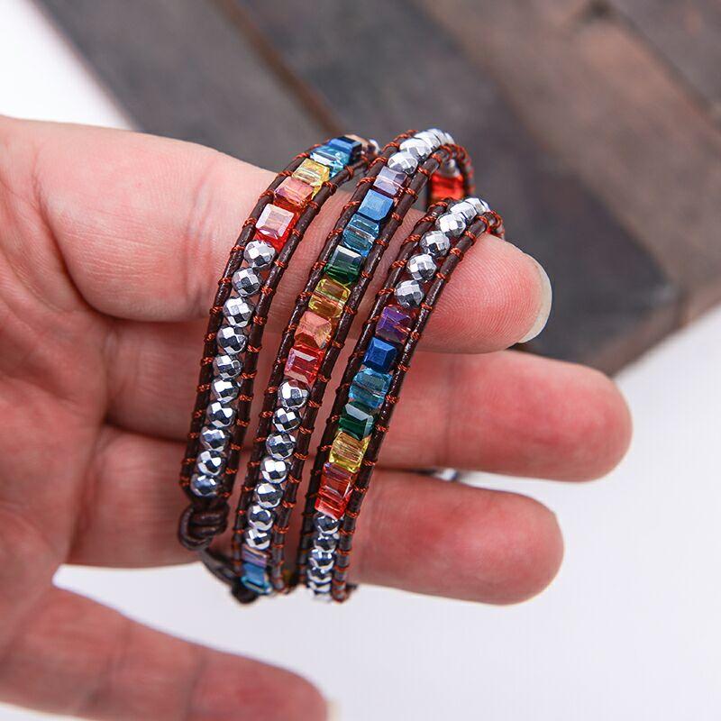 7 Chakra  Balancing  Natural Stone Wrap Bracelet