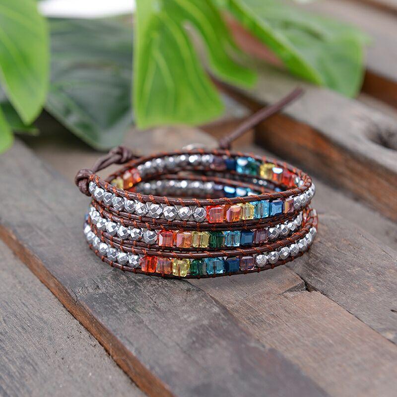 7 Chakra  Balancing  Natural Stone Wrap Bracelet