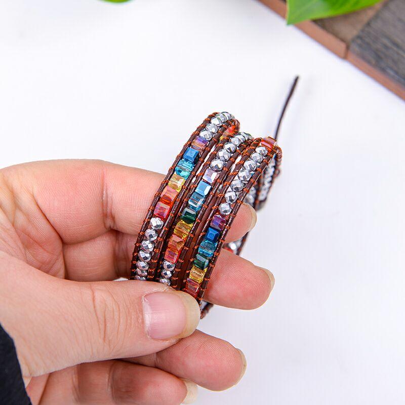 7 Chakra  Balancing  Natural Stone Wrap Bracelet