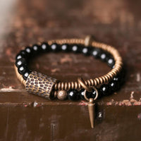 Thumbnail for Ethnic Tibetan Rainbow Eye  Obsidian, Hammered Copper & Vajra Accent RELEASE Bracelet