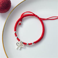 Thumbnail for 925 Sterling Silver CUTE  BOW  knot  Lucky Red Bracelet