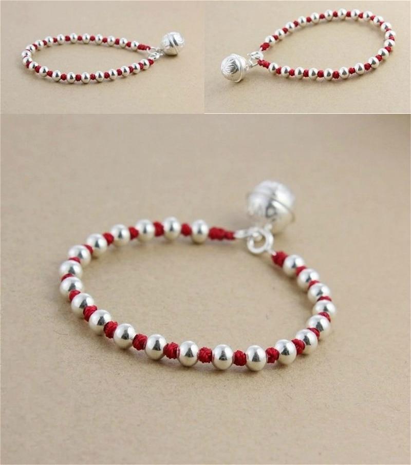 925 Sterling Silver TRANQUILITY Bell Lucky Red Rope Bracelet