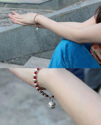 Thumbnail for 925 Sterling Silver TRANQUILITY Bell Lucky Red Rope Bracelet