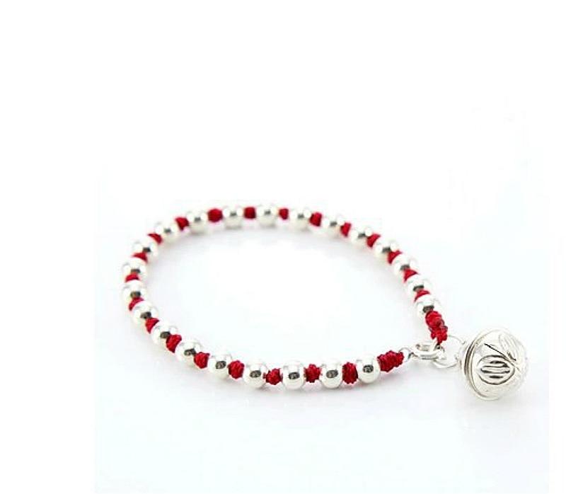 925 Sterling Silver TRANQUILITY Bell Lucky Red Rope Bracelet