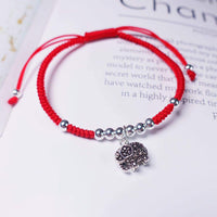 Thumbnail for Sterling Silver  JOYFUL & LOYAL  ELEPHANT &  Red Rope  Bracelet