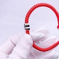 Thumbnail for Sterling Silver OM Symbol- SONG of the UNIVERSE Red Rope Bracelet