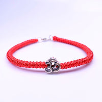 Thumbnail for Sterling Silver OM Symbol- SONG of the UNIVERSE Red Rope Bracelet