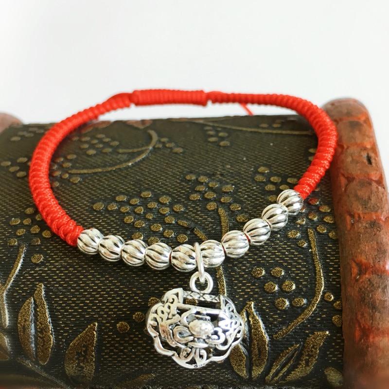 Sterling Silver Lock Charm- STAY SAFE Red Rope  Bracelet