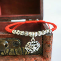 Thumbnail for Sterling Silver Lock Charm- STAY SAFE Red Rope  Bracelet