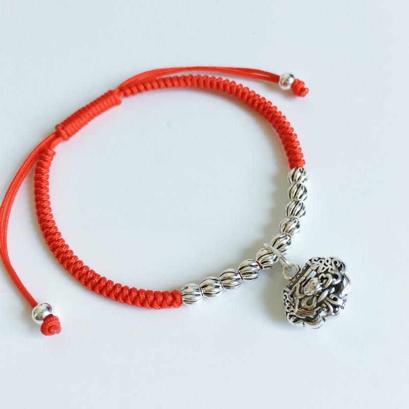 Sterling Silver Lock Charm- STAY SAFE Red Rope  Bracelet