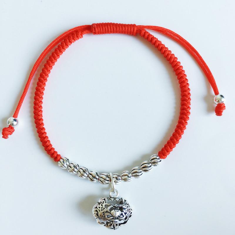 Sterling Silver Lock Charm- STAY SAFE Red Rope  Bracelet