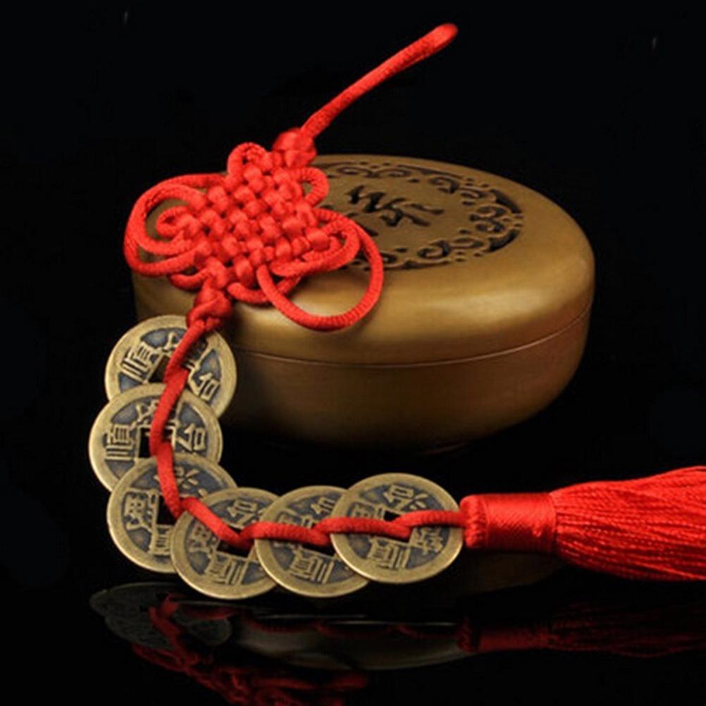 Red Chinese Knot Feng Shui Wealth Success Coins Decor