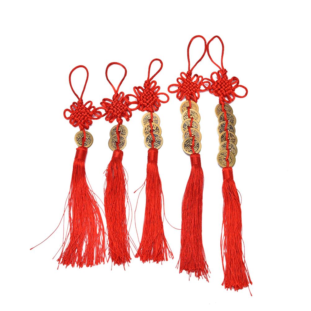 Red Chinese Knot Feng Shui Wealth Success Coins Decor