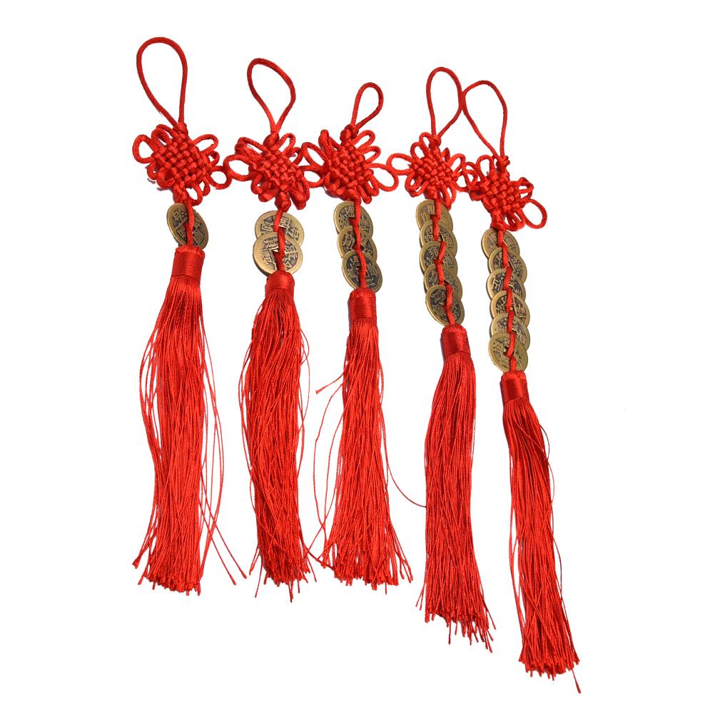 Red Chinese Knot Feng Shui Wealth Success Coins Decor