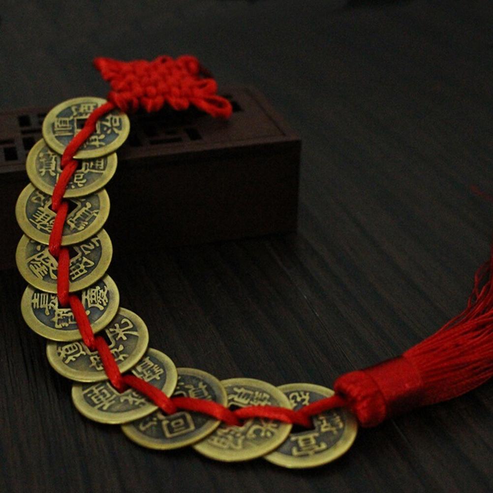 Red Chinese Knot Feng Shui Wealth Success Coins Decor