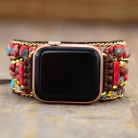 Thumbnail for Natural Red Emperor Stone & Turquoise 3 Layer Apple Watch Band