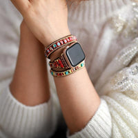 Thumbnail for Natural Red Emperor Stone & Turquoise 3 Layer Apple Watch Band