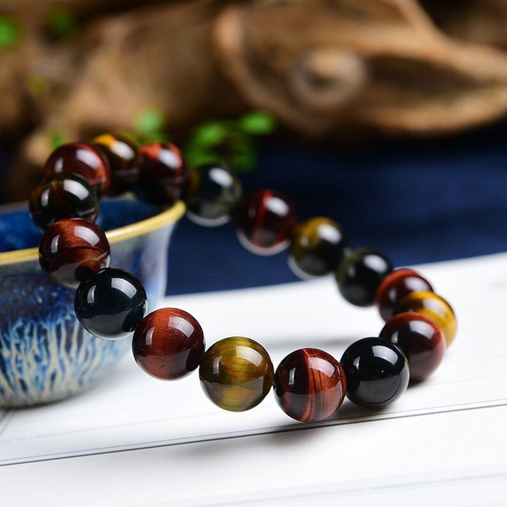 Red Blue Yellow Tiger Eye Bracelet