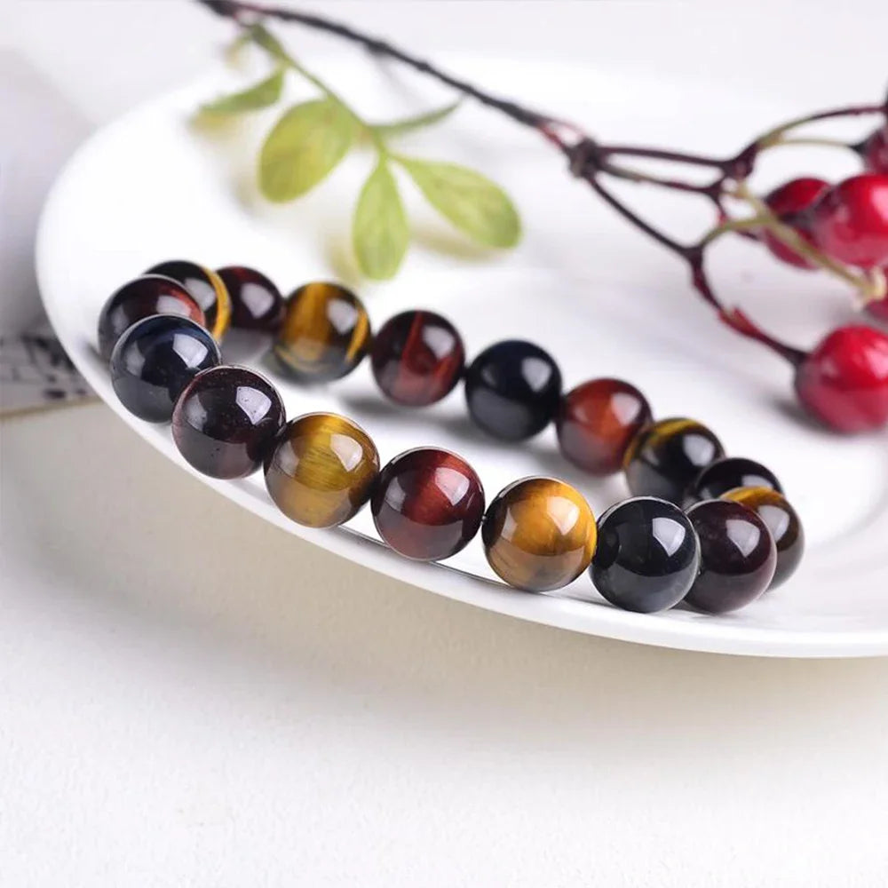 Red Blue Yellow Tiger Eye Bracelet