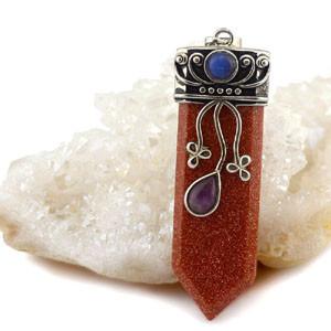 Sword Stone Natural Healing Crystals Pendant Necklace