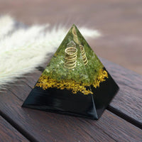 Thumbnail for #246- Handmade Peridot, Shungite & Rose Quartz Point ‘RELIEVE EMOTIONAL STRESS’ ORGONITE Pyramid