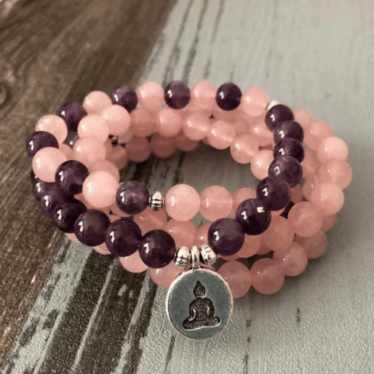 Rose Quartz & Amethyst Mala Prayer YourSoulPlace.com