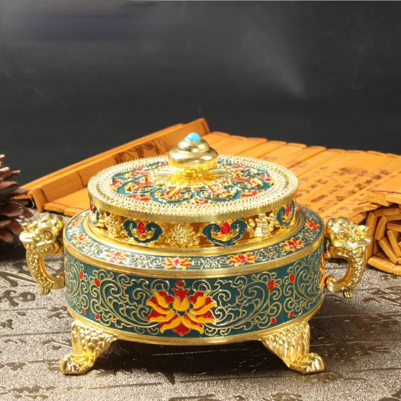 Antique Royal Tibetan Lotus Incense Burner YourSoulPlace.com