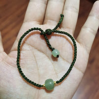 Thumbnail for Lucky Jade with Woven 'No Adversity' Rope Bracelet