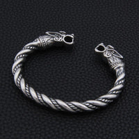 Thumbnail for Stainless Steel Double Dragon Head Men's Torc Bracelet