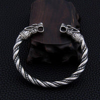 Thumbnail for Stainless Steel Double Dragon Head Men's Torc Bracelet