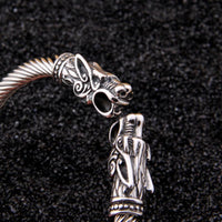 Thumbnail for Stainless Steel Double Dragon Head Men's Torc Bracelet