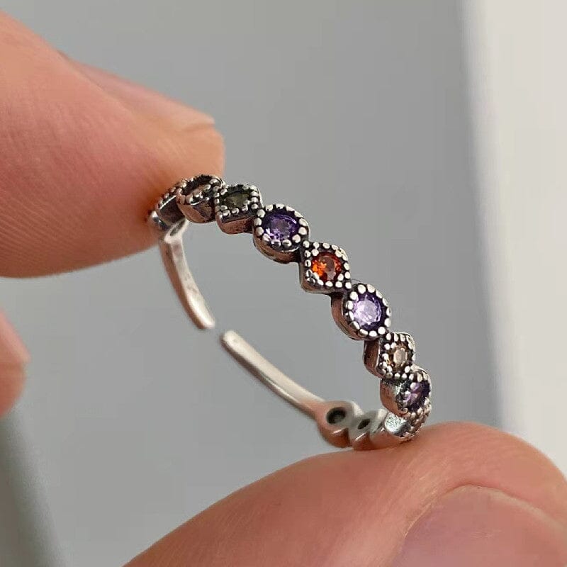 Multi-Colored Thai Silver & Zirconia Ring