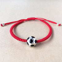 Thumbnail for 925 Sterling Silver Lucky  FOOTBALL  Red Rope Bracelet