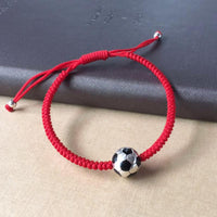 Thumbnail for 925 Sterling Silver Lucky  FOOTBALL  Red Rope Bracelet