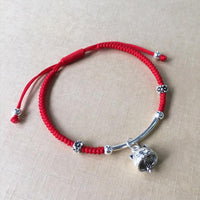 Thumbnail for 925 Sterling Silver & Red Rope LUCKY FORTUNE Cat Bracelet