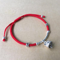 Thumbnail for 925 Sterling Silver & Red Rope LUCKY FORTUNE Cat Bracelet