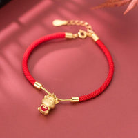 Thumbnail for 24k Sterling Silver 2021 Ox for Love or Ox for Luck  Red Rope Bracelet