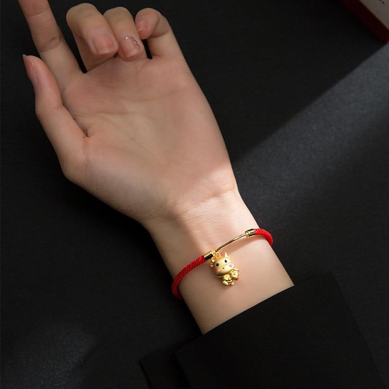 24k Sterling Silver 2021 Ox for Love or Ox for Luck  Red Rope Bracelet