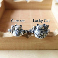 Thumbnail for THAI SILVER Maneki Neko 'Beckoning Cat' & Ancient Coins Ring - 2 Styles