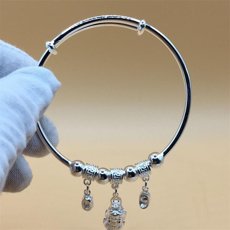 Thai Silver Pixiu & Silver Ingot Feng Shui Bangle