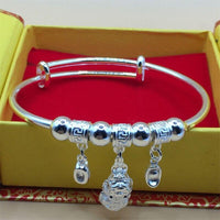 Thumbnail for Thai Silver Pixiu & Silver Ingot Feng Shui Bangle