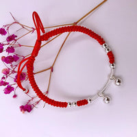 Thumbnail for 925 Sterling Silver PEACE Bells Lucky Red Rope Bracelet