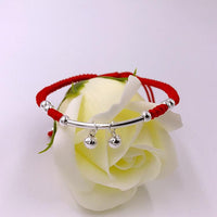 Thumbnail for 925 Sterling Silver PEACE Bells Lucky Red Rope Bracelet