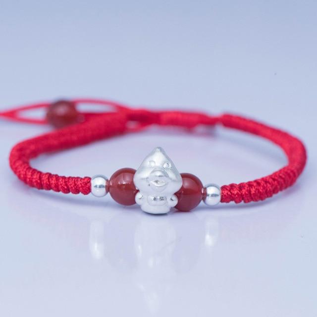 2022-The Year of the TIGER  ! Pure 999 Silver Chinese Zodiac Animal Red Rope bracelets