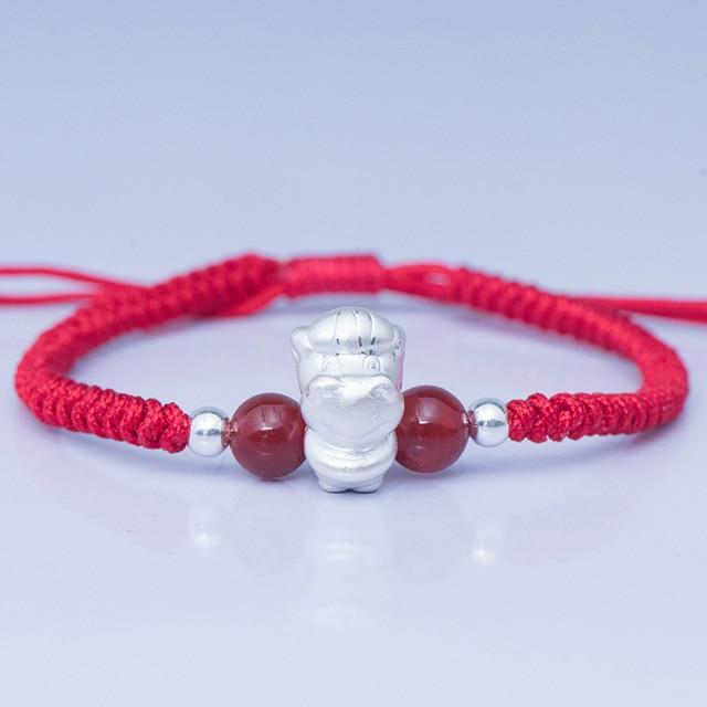 2022-The Year of the TIGER  ! Pure 999 Silver Chinese Zodiac Animal Red Rope bracelets